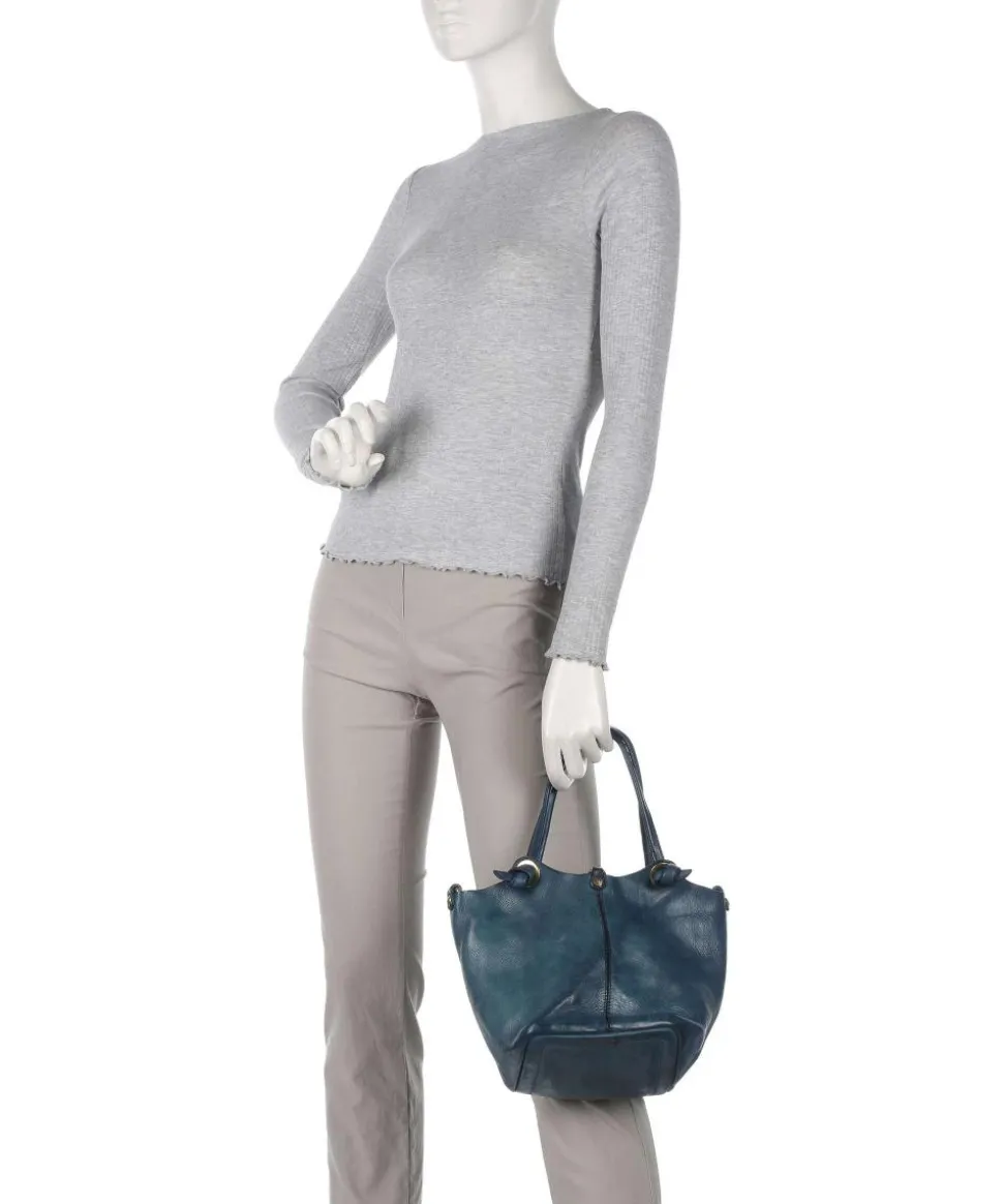 Handtasche genarbtes Rindsleder dunkelblau