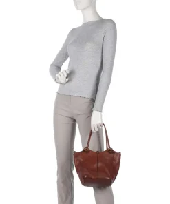 Handtasche genarbtes Rindsleder cognac