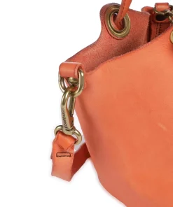 Handtasche genarbtes Rindsleder orange