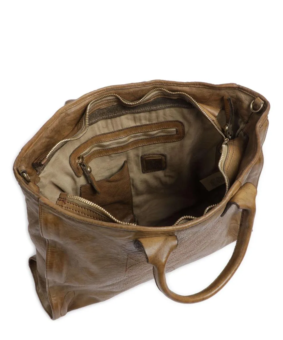 Handtasche genarbtes Rindsleder olivgrün