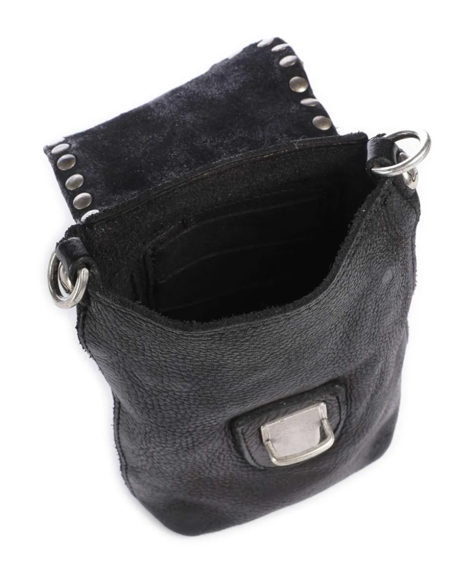 Handytasche fein genarbtes Rindsleder schwarz