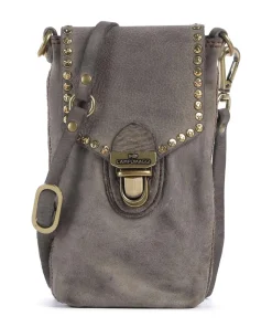 Handytasche fein genarbtes Rindsleder grau