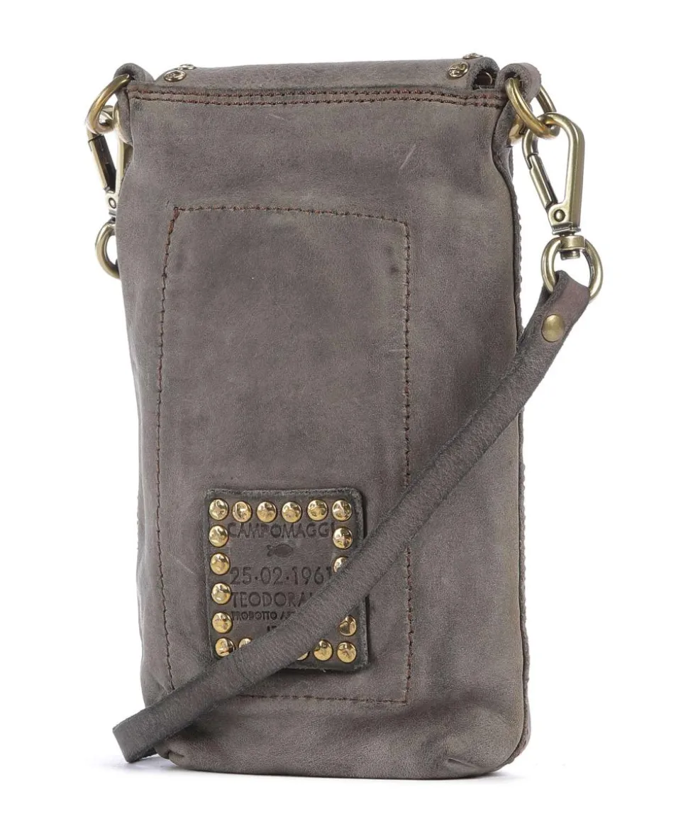 Handytasche fein genarbtes Rindsleder grau