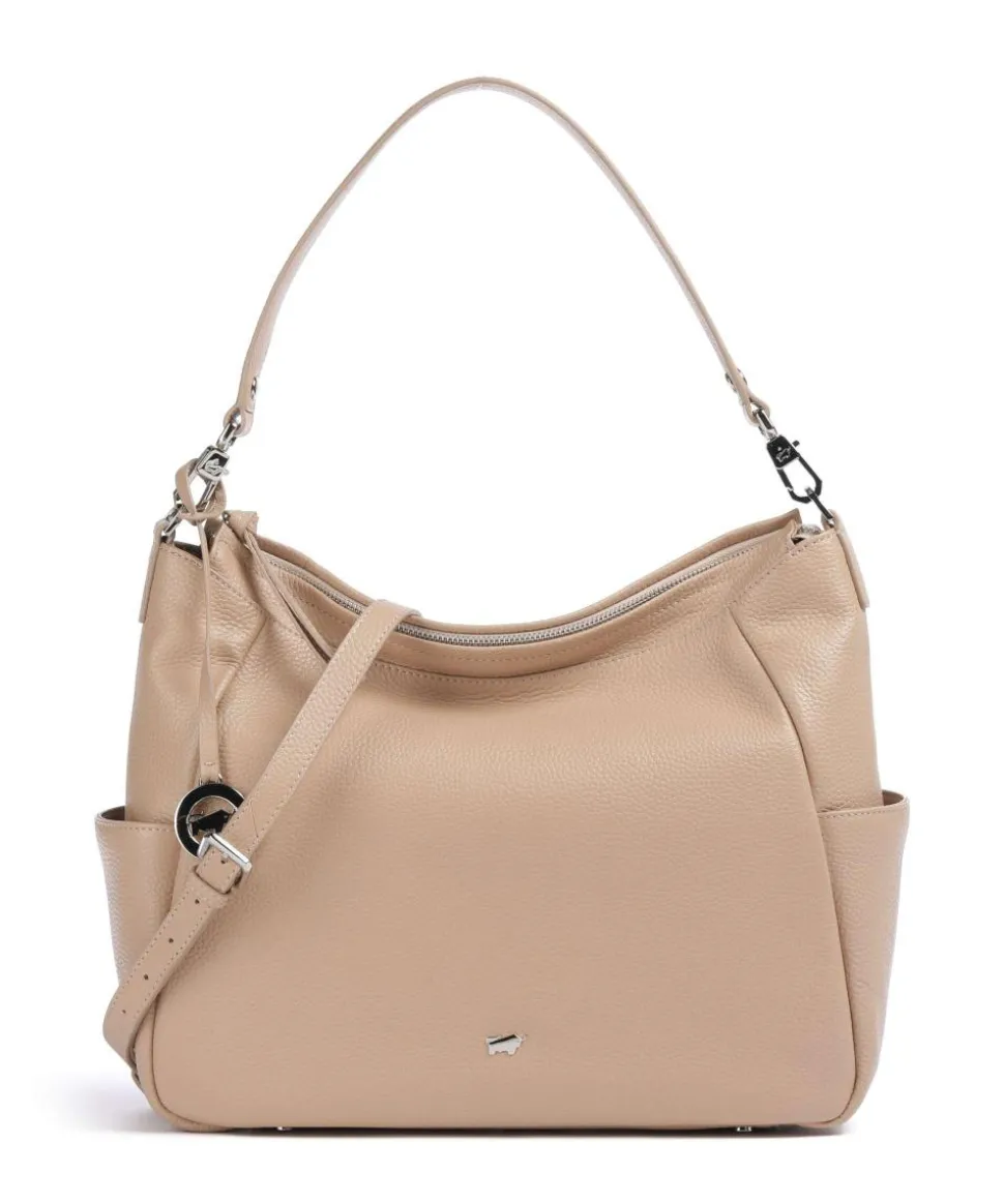 Hanna Beuteltasche genarbtes Rindsleder beige