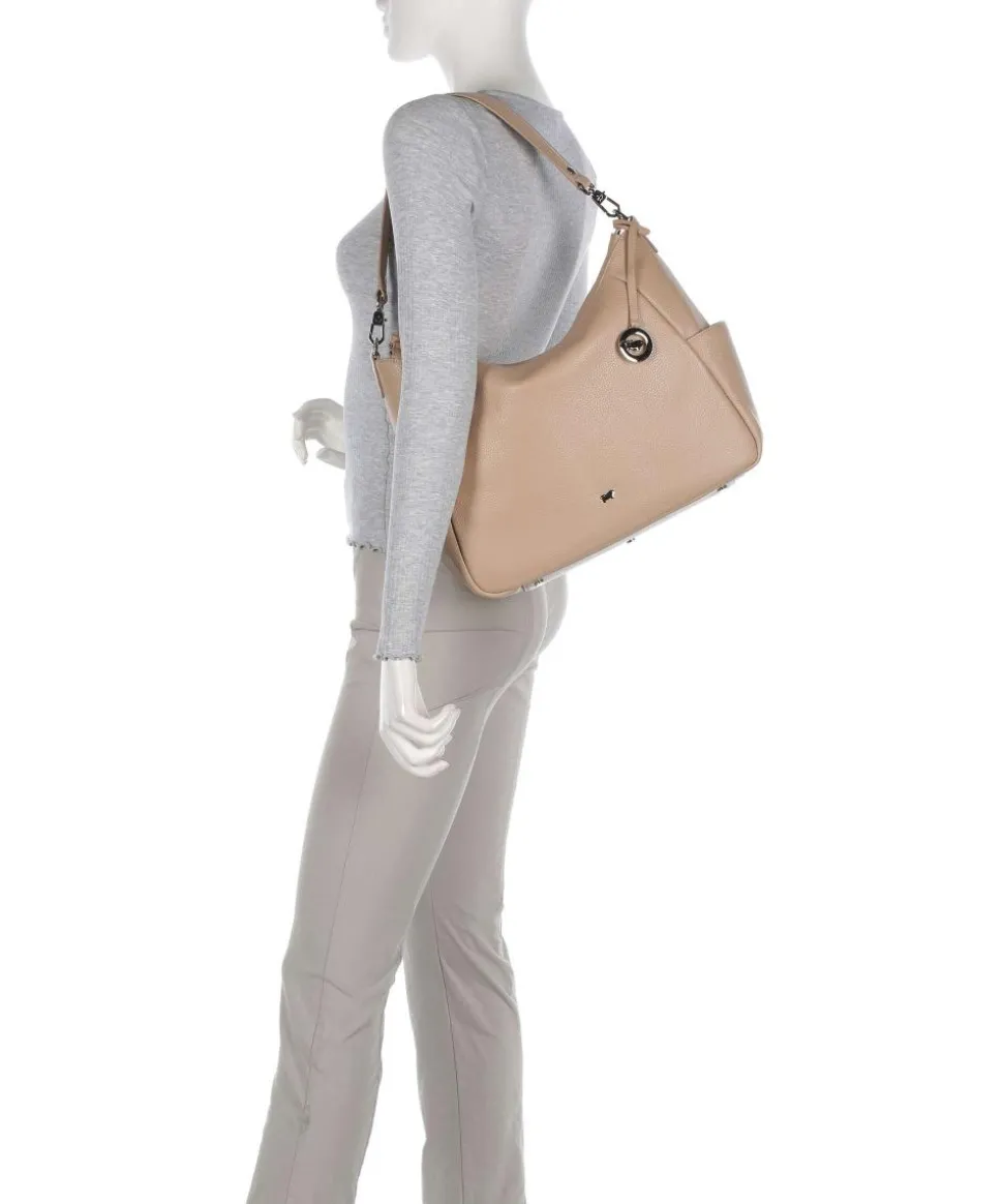 Hanna Beuteltasche genarbtes Rindsleder beige