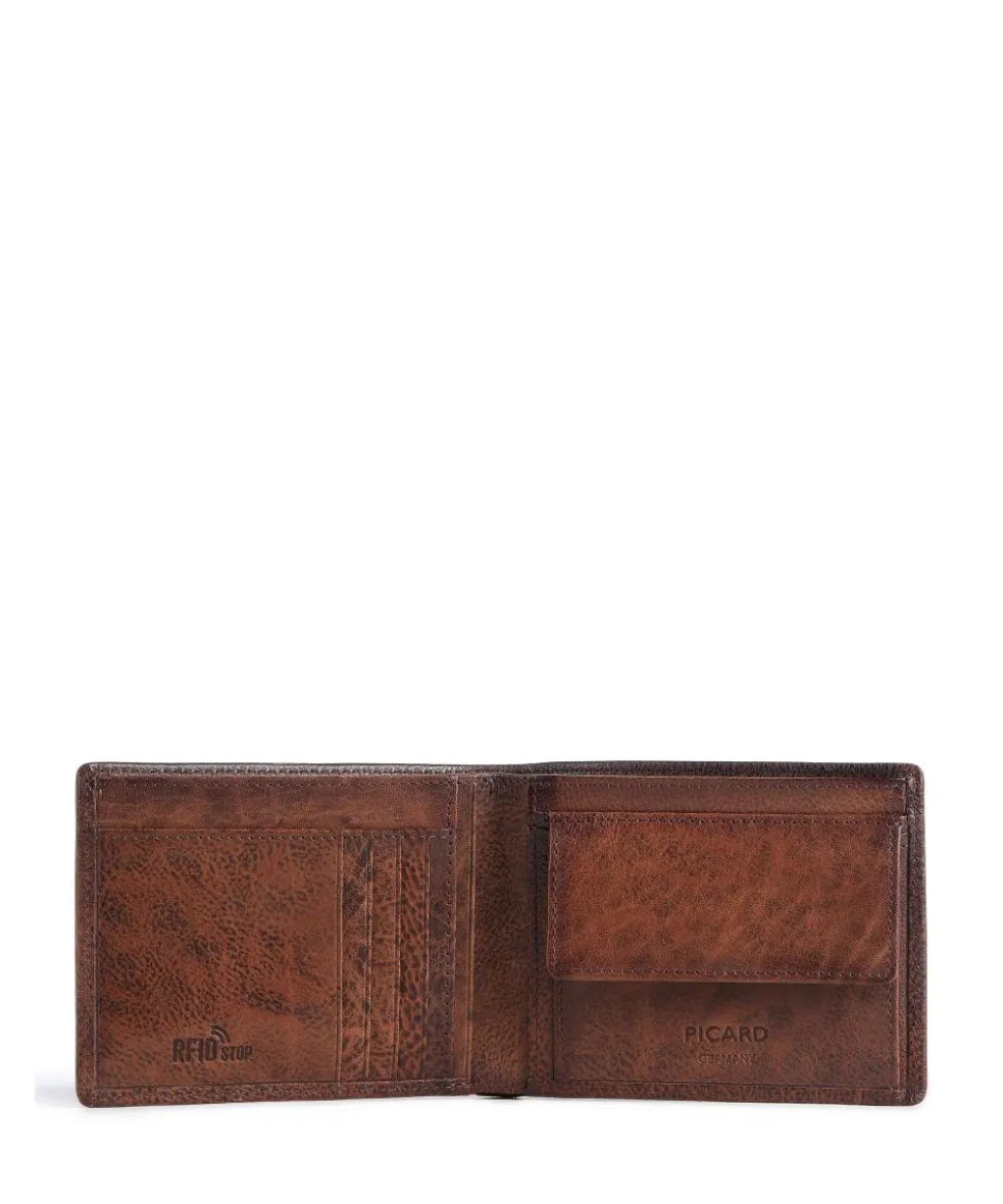 Hans RFID Geldbörse genarbtes Rindsleder tabak