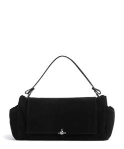 Hazel Suede XL Beuteltasche aufgerautes Kalbsleder schwarz