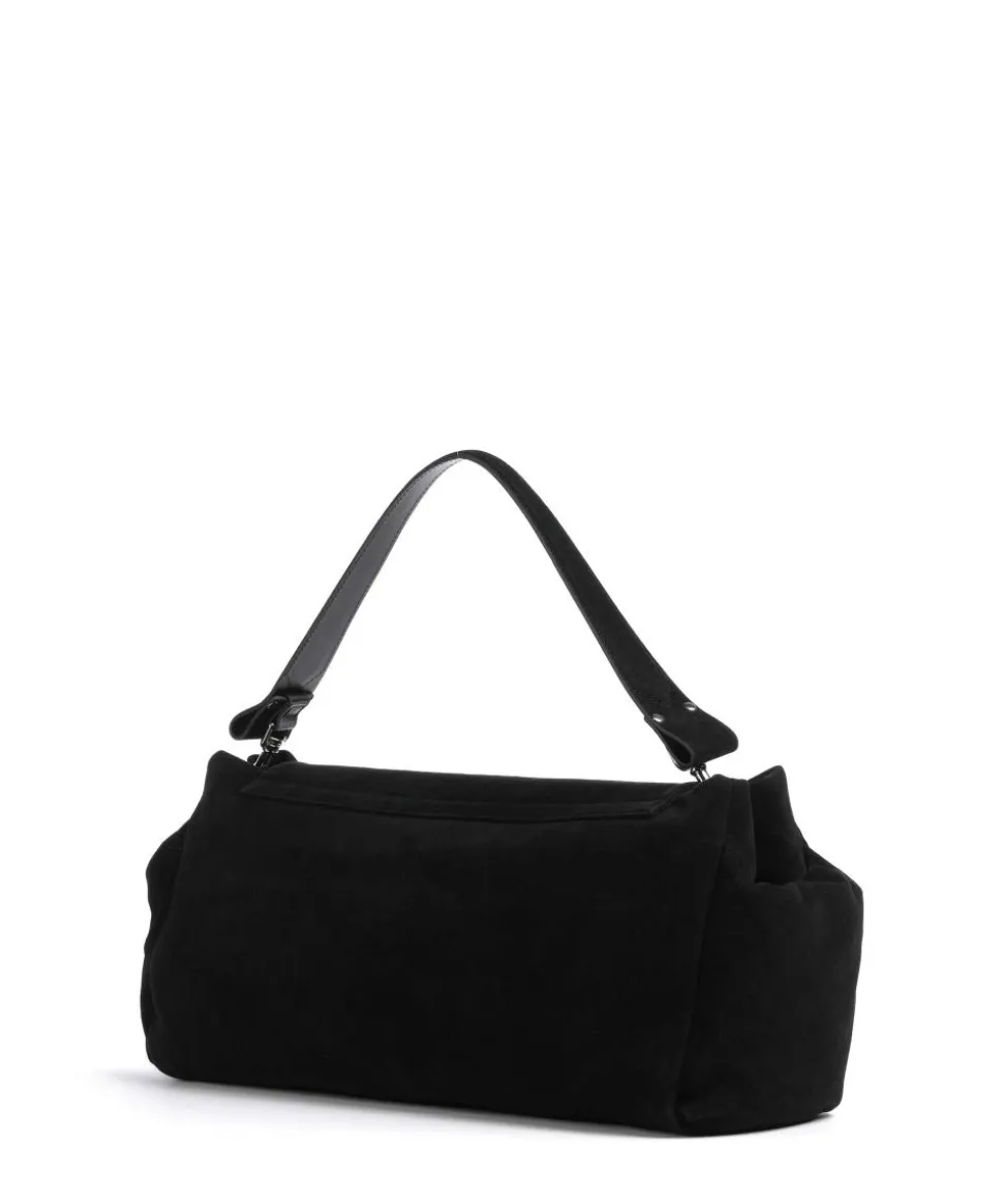 Hazel Suede XL Beuteltasche aufgerautes Kalbsleder schwarz