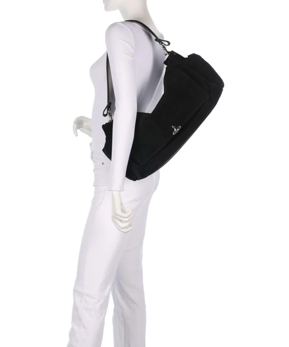 Hazel Suede XL Beuteltasche aufgerautes Kalbsleder schwarz