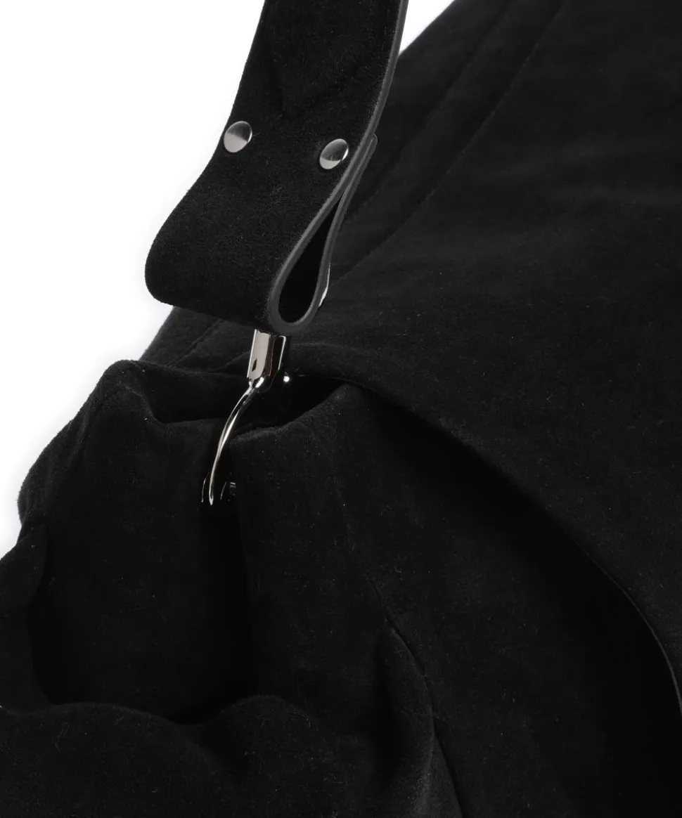 Hazel Suede XL Beuteltasche aufgerautes Kalbsleder schwarz