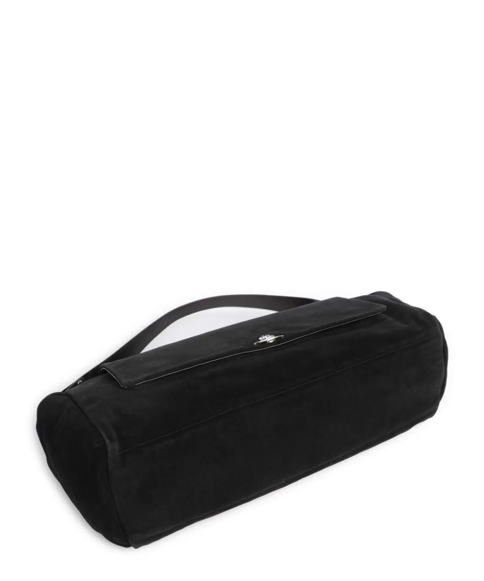 Hazel Suede XL Beuteltasche aufgerautes Kalbsleder schwarz