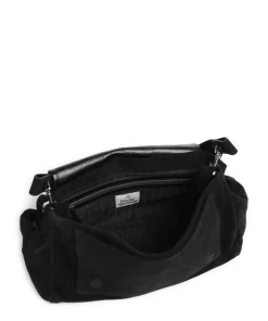 Hazel Suede XL Beuteltasche aufgerautes Kalbsleder schwarz