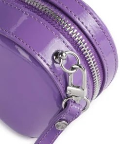 Heart Shiny Patent Mini Umhängetasche Lackleder violett