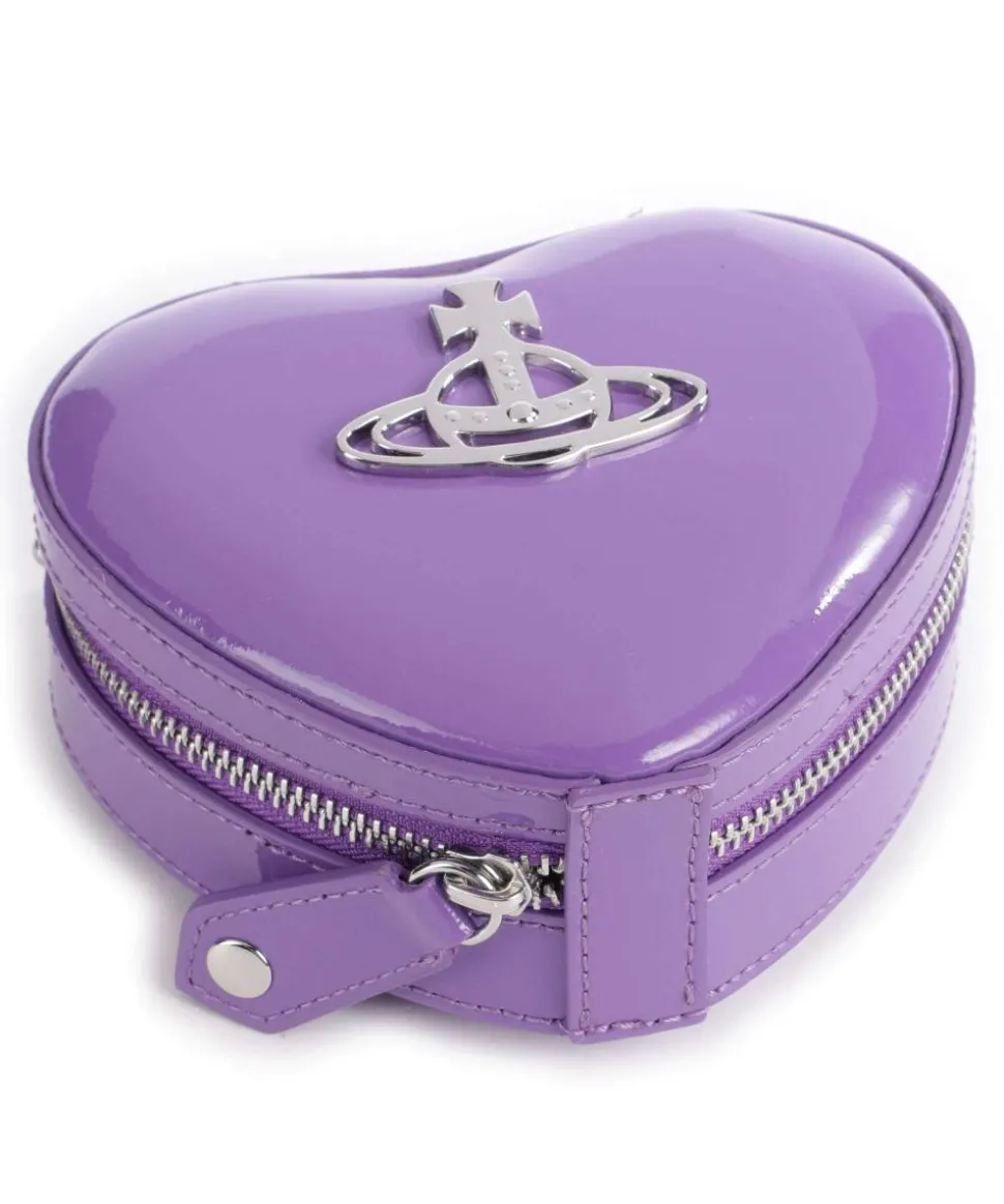 Heart Shiny Patent Mini Umhängetasche Lackleder violett