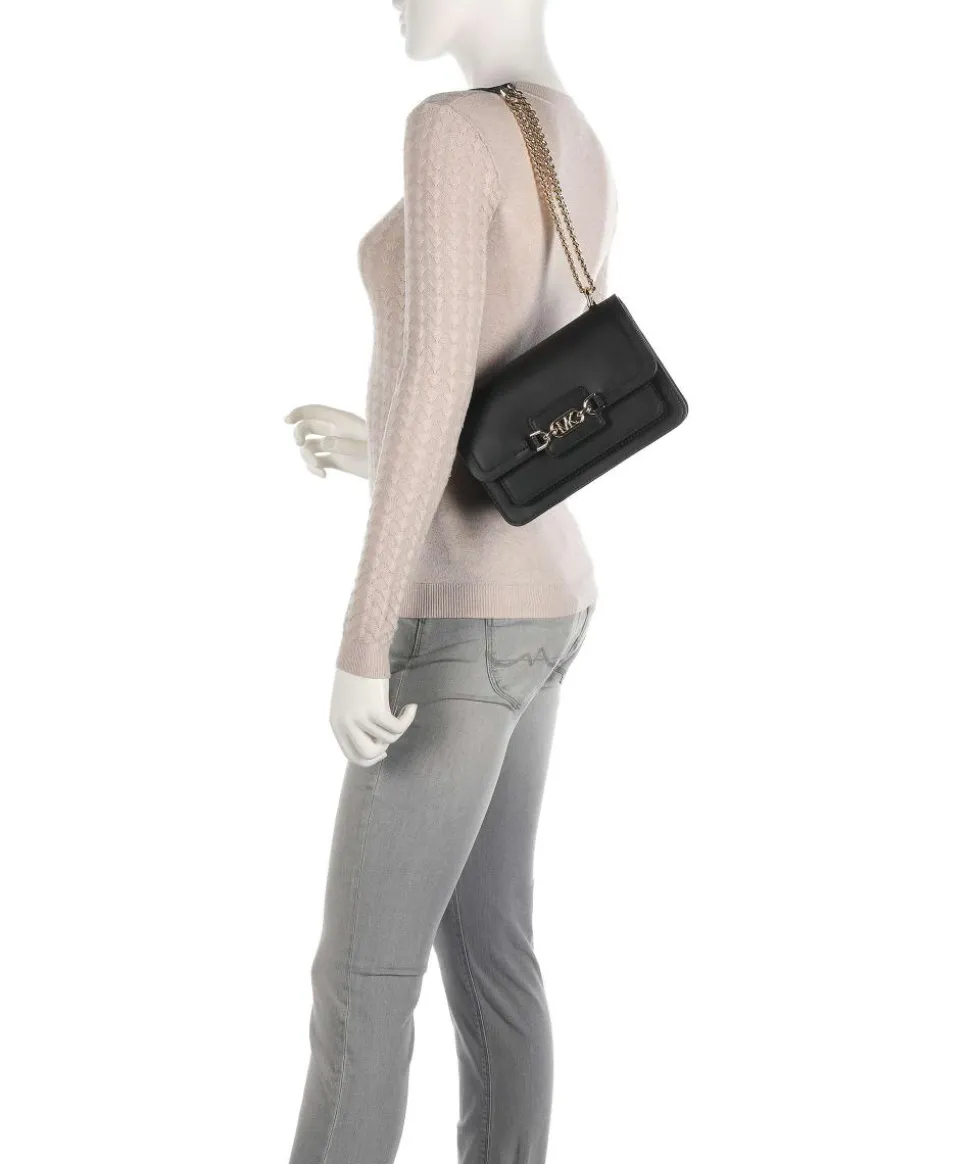 Heather Schultertasche fein genarbtes Rindsleder schwarz