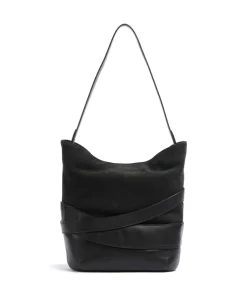 Heavenly Meadow Daydream Beuteltasche fein genarbtes Rindsleder, aufgerautes Rindsleder schwarz