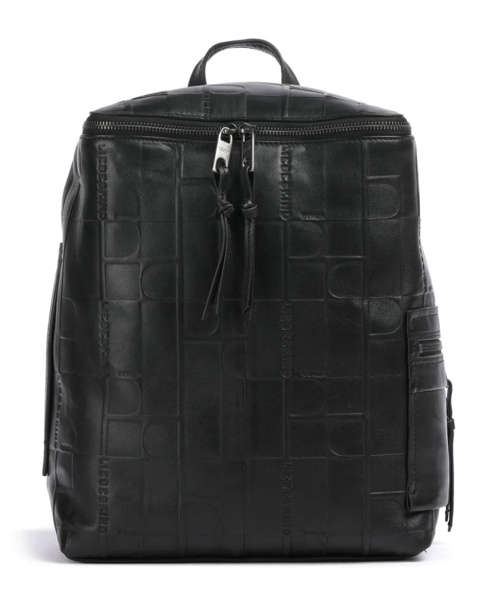 Hera Monogram Sheep Natural M Rucksack geprägtes Rindsleder schwarz