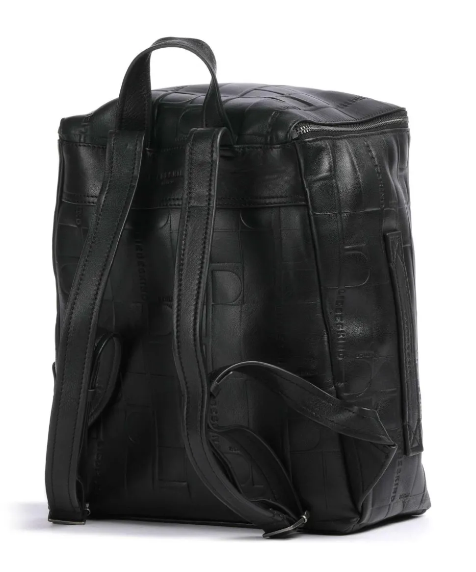 Hera Monogram Sheep Natural M Rucksack geprägtes Rindsleder schwarz