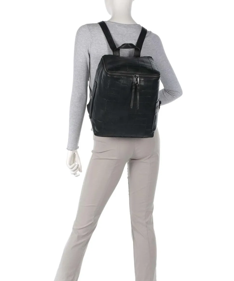 Hera Monogram Sheep Natural M Rucksack geprägtes Rindsleder schwarz