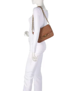 Hera Schultertasche Rindsleder, Lederimitat braun