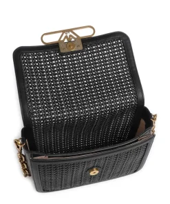 Hera Schultertasche Rindsleder, Lederimitat schwarz