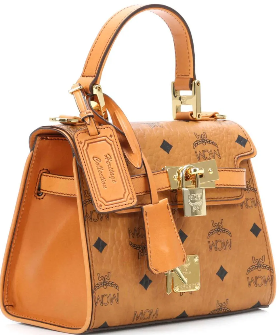 Heritage Line Handtasche Lederimitat cognac