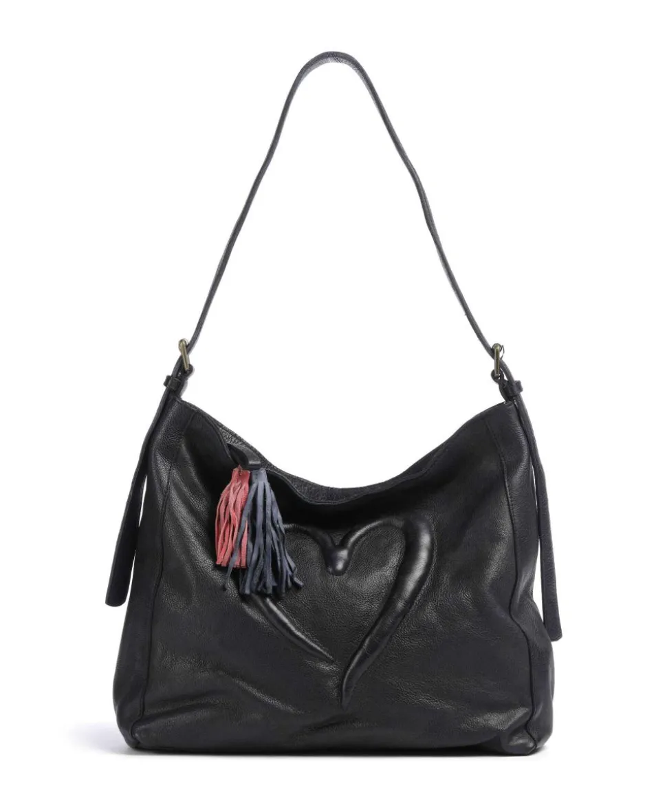 Herzweg 2 Beuteltasche genarbtes Leder navy