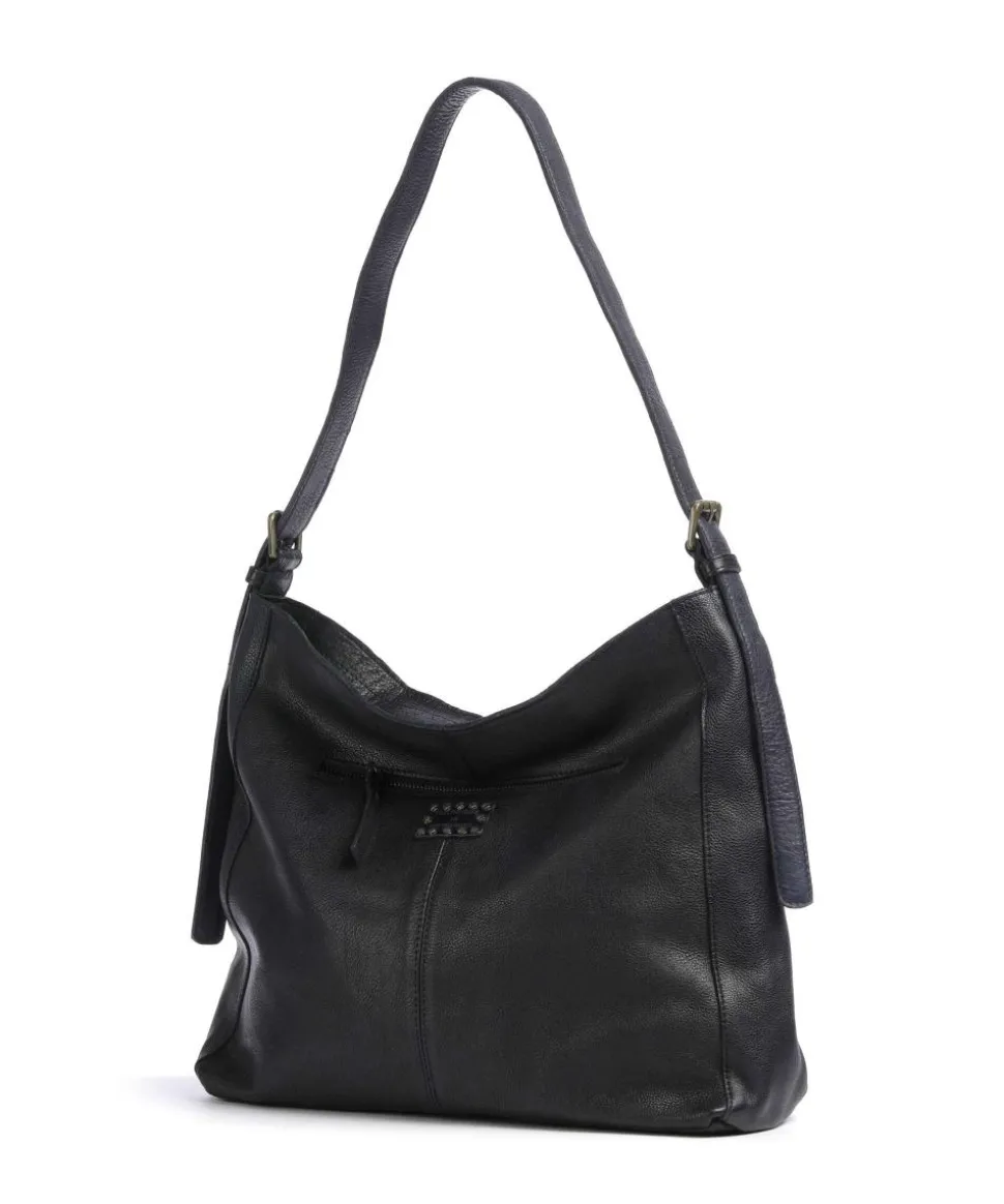 Herzweg 2 Beuteltasche genarbtes Leder navy