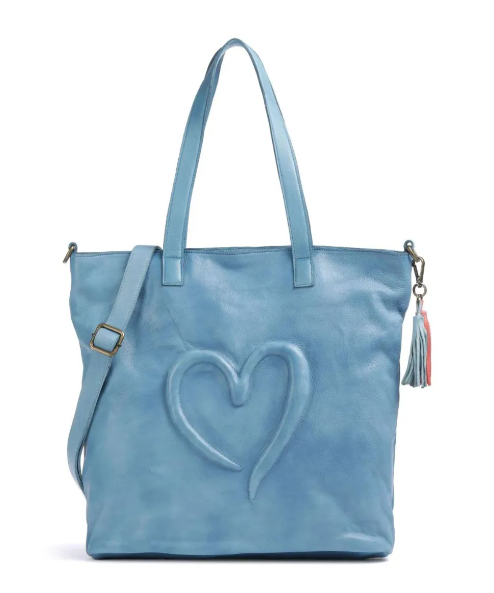 Herzweg 1 Shopper genarbtes Leder hellblau