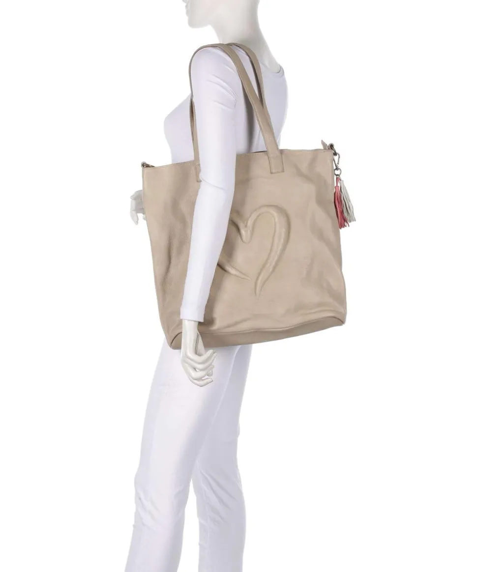 Herzweg 1 Shopper genarbtes Leder beige