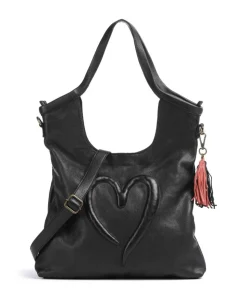 Herzweg 6 Shopper genarbtes Leder schwarz