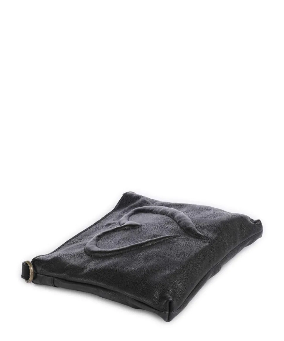 Herzweg 4 Umhängetasche genarbtes Leder schwarz