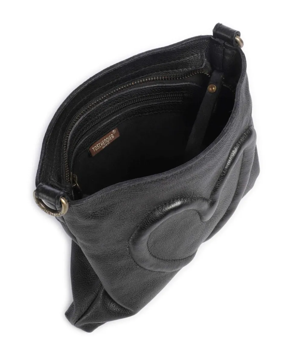 Herzweg 4 Umhängetasche genarbtes Leder schwarz