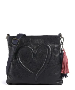 Herzweg 4 Umhängetasche genarbtes Leder navy