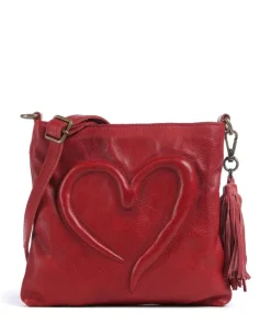 Herzweg 4 Umhängetasche genarbtes Leder rot