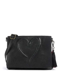Herzweg 3 Umhängetasche genarbtes Leder schwarz