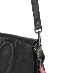 Herzweg 3 Umhängetasche genarbtes Leder schwarz