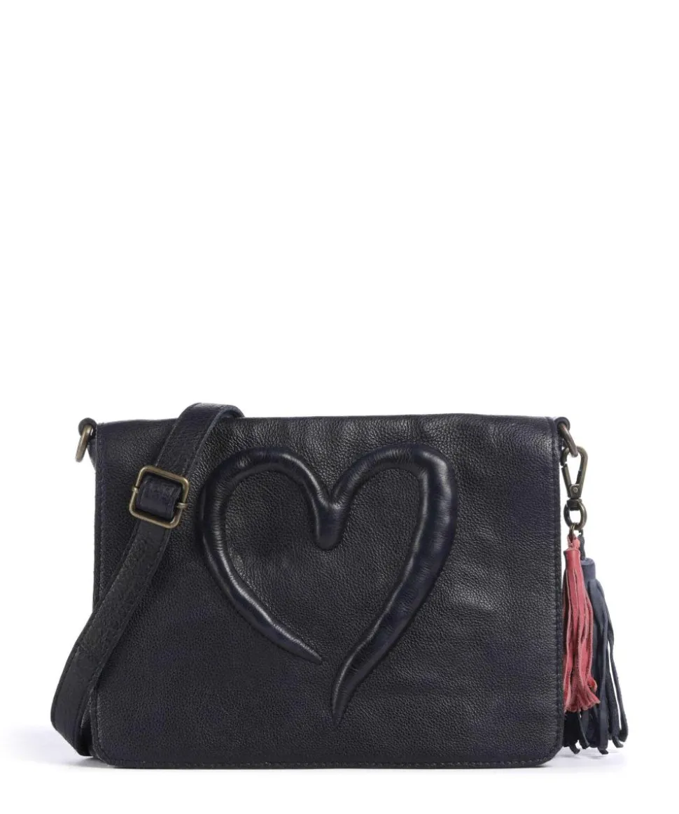 Herzweg 3 Umhängetasche genarbtes Leder navy