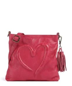 Herzweg 4 Umhängetasche genarbtes Leder pink