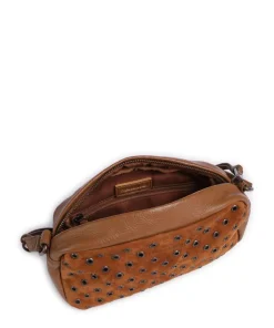 Hey You Rock Umhängetasche genarbtes Leder, aufgerautes Leder karamellbraun