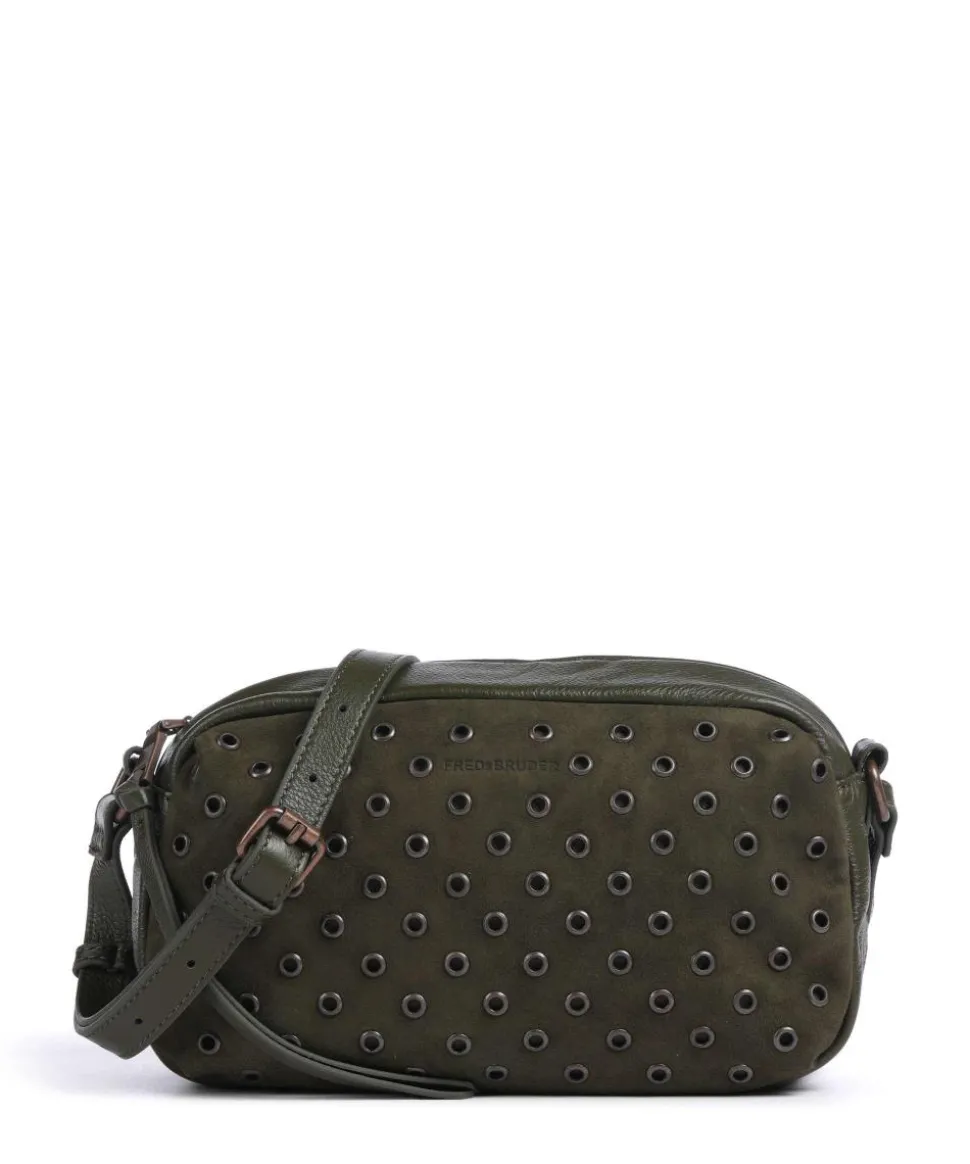 Hey You Rock Umhängetasche genarbtes Leder, aufgerautes Leder olivgrün