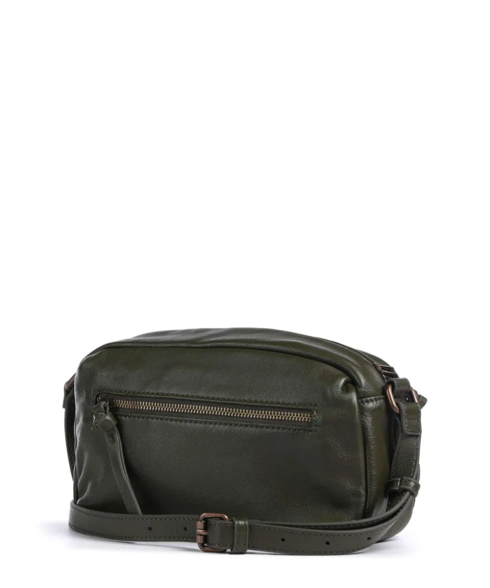 Hey You Rock Umhängetasche genarbtes Leder, aufgerautes Leder olivgrün