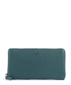 Hirsch Amy Geldbörse genarbtes Leder petrol