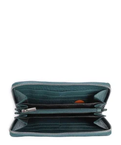 Hirsch Amy Geldbörse genarbtes Leder petrol