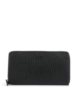 Hirsch Amy Geldbörse genarbtes Leder schwarz
