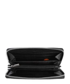 Hirsch Amy Geldbörse genarbtes Leder schwarz