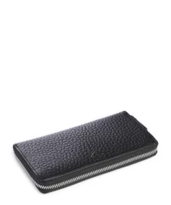 Hirsch Amy Geldbörse genarbtes Leder schwarz