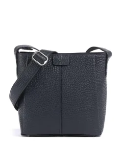 Hirsch Beatrix Umhängetasche genarbtes Leder graublau