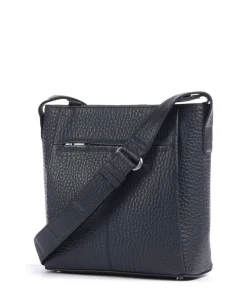 Hirsch Beatrix Umhängetasche genarbtes Leder graublau