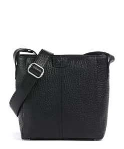 Hirsch Beatrix Umhängetasche genarbtes Leder schwarz